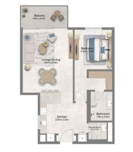 آپارتمان یک‌خوابه ۸۵ متر در طبقه هفتم – Azura، الموج مسقط